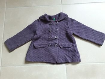 Veste tricot violette fille 3 ans BENETTON TBE