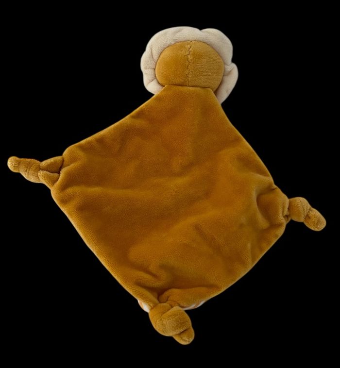 ❤️  Doudou Plat Mouchoir Lion TOM & KIDDY BISOUS D'ANGE Blanc Raye Jaune - photo numéro 2