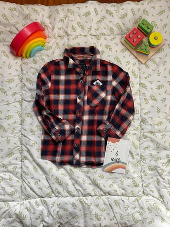 chemise manches longues orange et marine 4 ans terre de marins