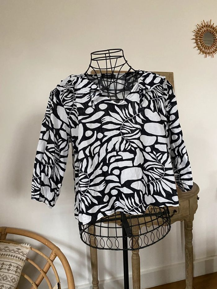 Blouse primark noir et blanche à motifs tachetée - photo numéro 4