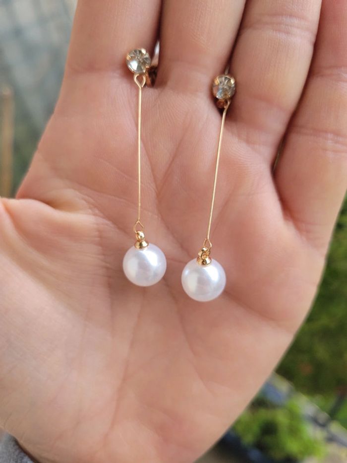 Clips fins et délicats perles blanches - photo numéro 2