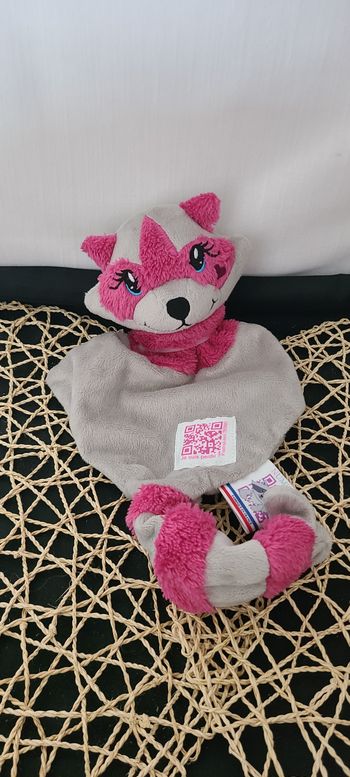 Coone - numidou Doudou raton laveur plat rose asalée