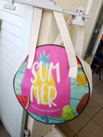 panier rond neuf  imprimé tropical