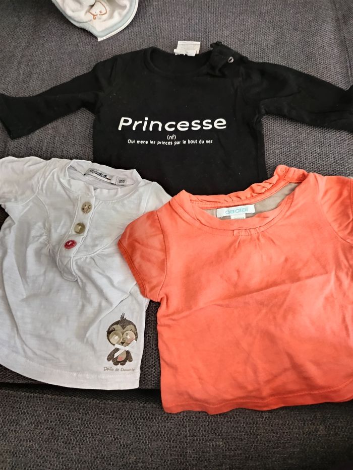 Lot de 3 t-shirts fille 3 mois