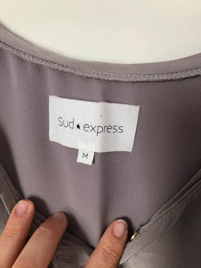 Robe à bretelle gris en soie très bon état Sud Express taille M - photo numéro 12