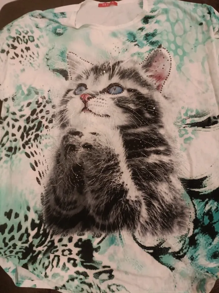 Tunique meggie chat taille unique strass - photo numéro 2