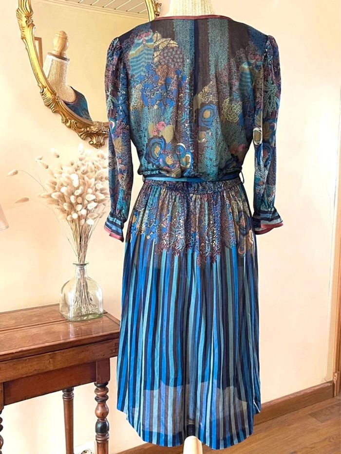 Robe à Motifs végétal panthère plissé Multi-Couleurs vintage - photo numéro 5