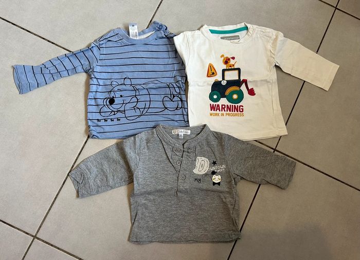 Lot 3 tee shirts manches longues 6 mois