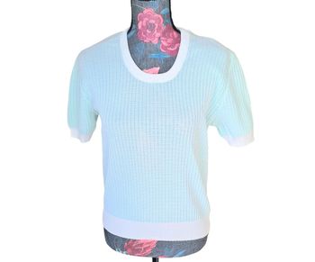 Haut blanc bleu vintage M