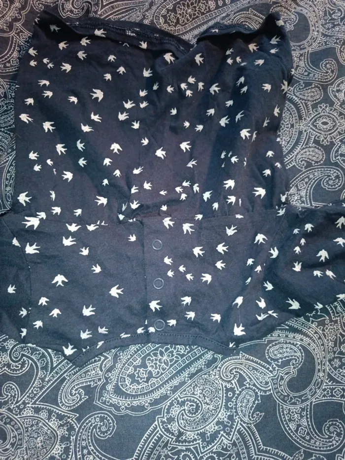 Tee shirt manches longues bleu marine oiseaux 60cm Verbaudet - photo numéro 3