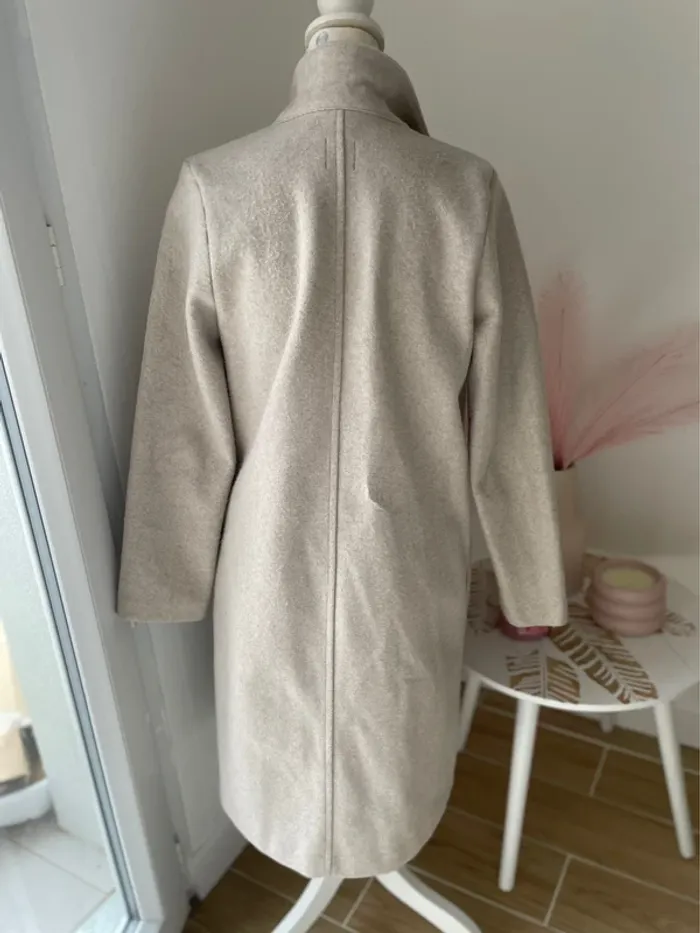 Manteau long en lainage beige, Zara, 38 - photo numéro 4