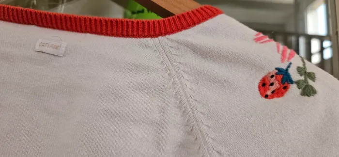 Cardigan rayé blanc et rouge Catimini - photo numéro 3