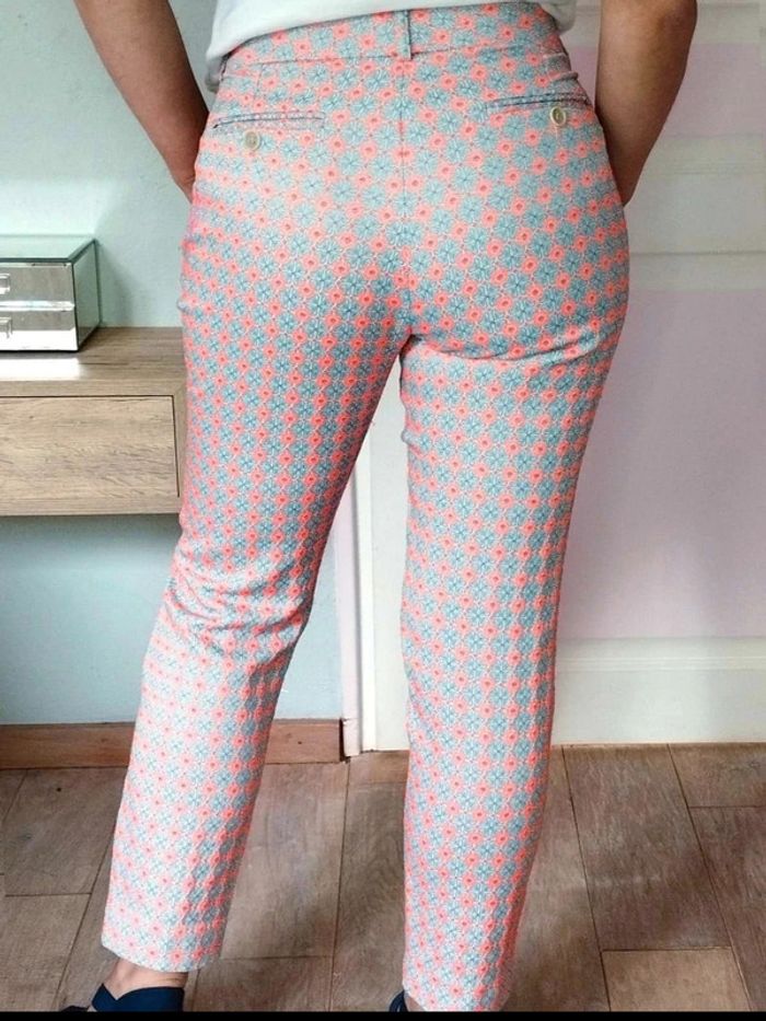 Pantalon Chino - Bleu Corail fluo  -  fleuri  - Paul&Joe  - T40  - Parfait  état - photo numéro 2
