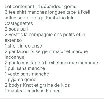 Lot  vêtement 6 mois