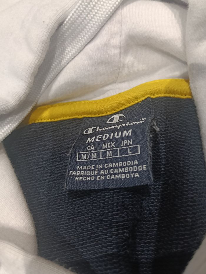Sweat à capuche Champion color block bleu jaune – taille M - photo numéro 4