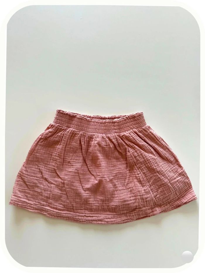H&M Jupe en gaz de coton rose foncé , Taille 2/3 ans - photo numéro 2