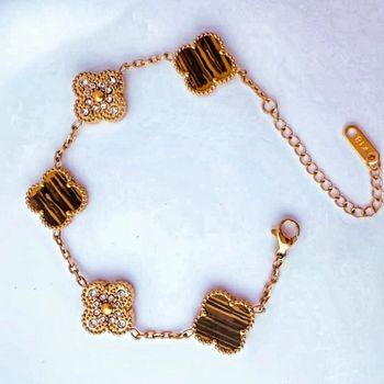 Promo Bracelet stainless steel neuf 18k trèfle 1,2 cm porte-bonheur élégant et résistant à l'eau 💦