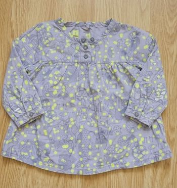 Blouse à motifs "Mini Adélie" – Violet & Jaune – 12 mois
