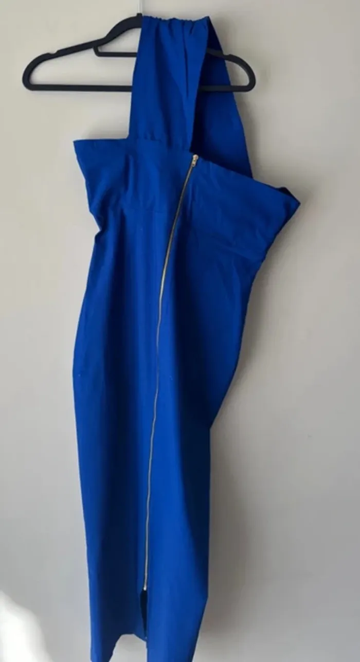 👗Vesper - Robe longueur mollet asymétrique en bengaline - Bleu de cobalt- très bon état - photo numéro 3