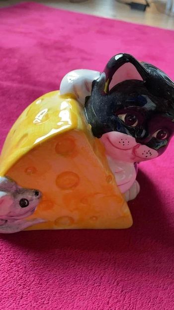 Figurine tirelire chat souris
