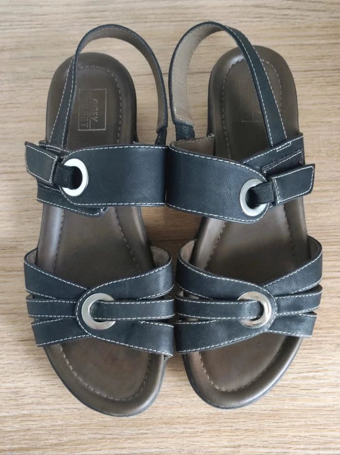 Sandales noir lanière petit talon scratch / Easy STREET - 39 - photo numéro 6