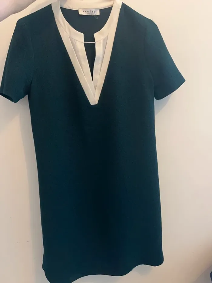 Robe habillée verte foncée avec effet chemisier - photo numéro 6