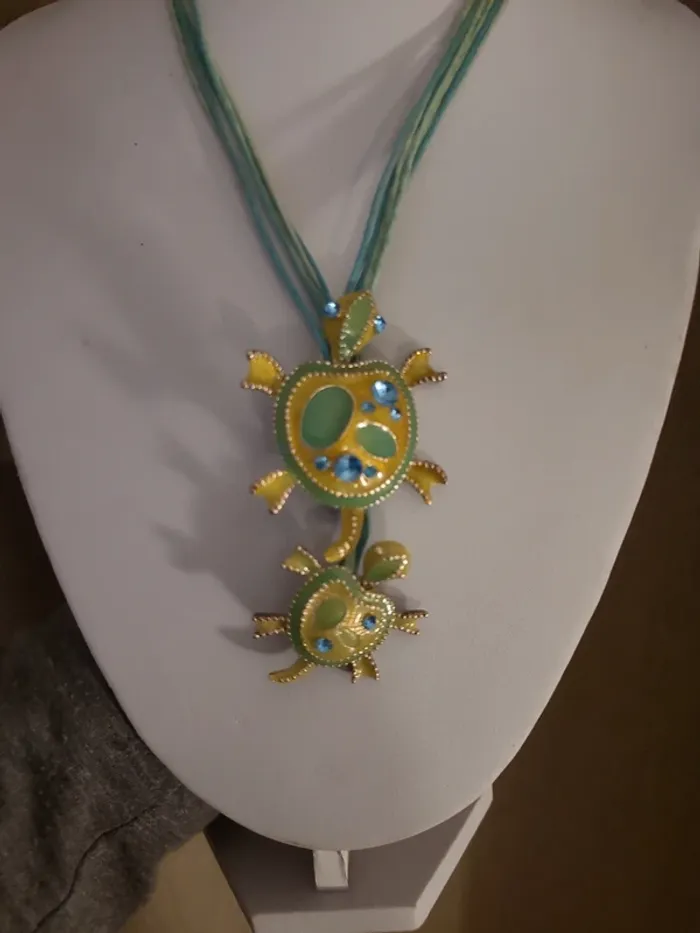 Collier fantaisie Tortue turquoise - photo numéro 2