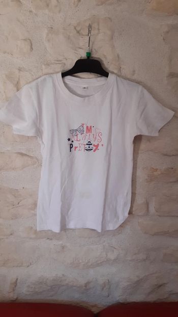 Tee-shirt manches courte blanc 8 ans