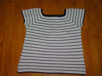 Pull CHASSE CROISE blanc lignes noires taille 38 TBE