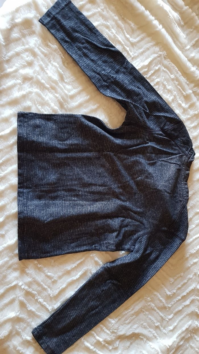 T-shirt a manche longue gris noir - photo numéro 2