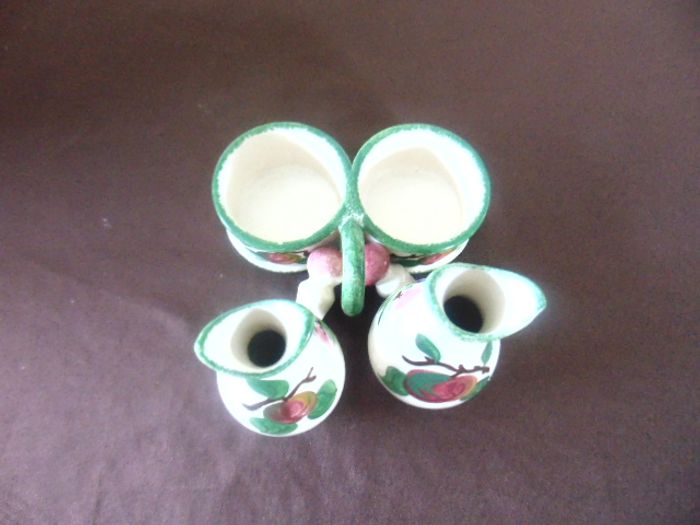 Ensemble huile & vinaigre en céramique artisanale – signé CJ – Fait Main vieux Moustier (France) - photo numéro 2