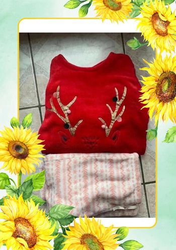 Ensemble Mélissa Brown M rouge beige rose renne