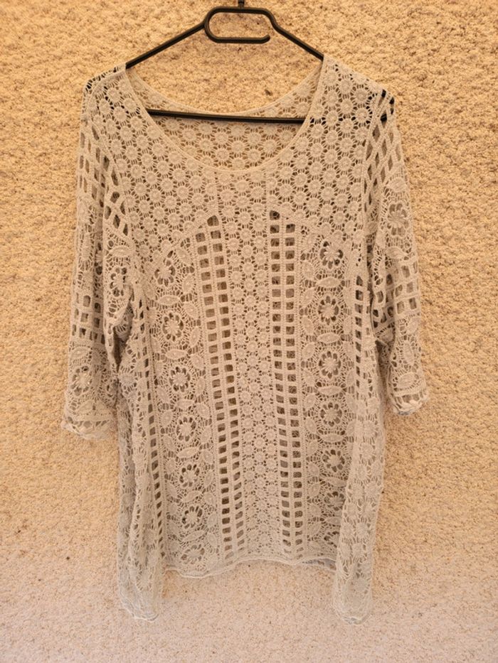 Tunique ethnique vintage mosaïque dentelle old money chic grunge