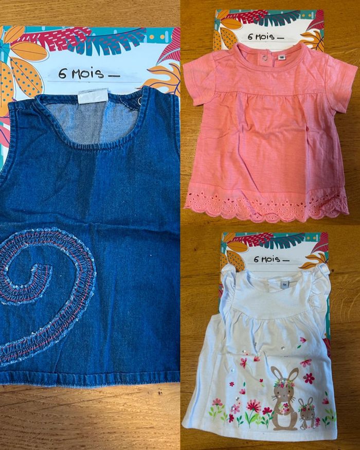 Lot de teeshirts MC fille - 3 pièces - 6 mois