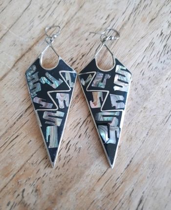 Boucle d oreilles argent et alpaga Mexique