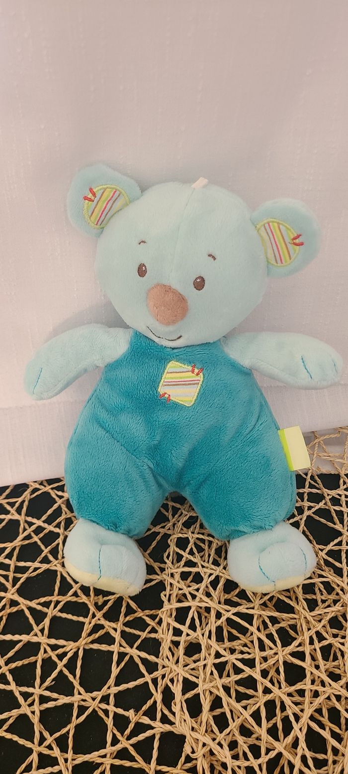 Peluche doudou Koala Panda ZEN bleu Systeme U - 24 cm