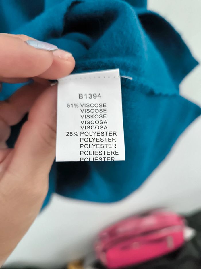 Robe pull taille L/XL (40-42) neuve bleu pétrole - photo numéro 3