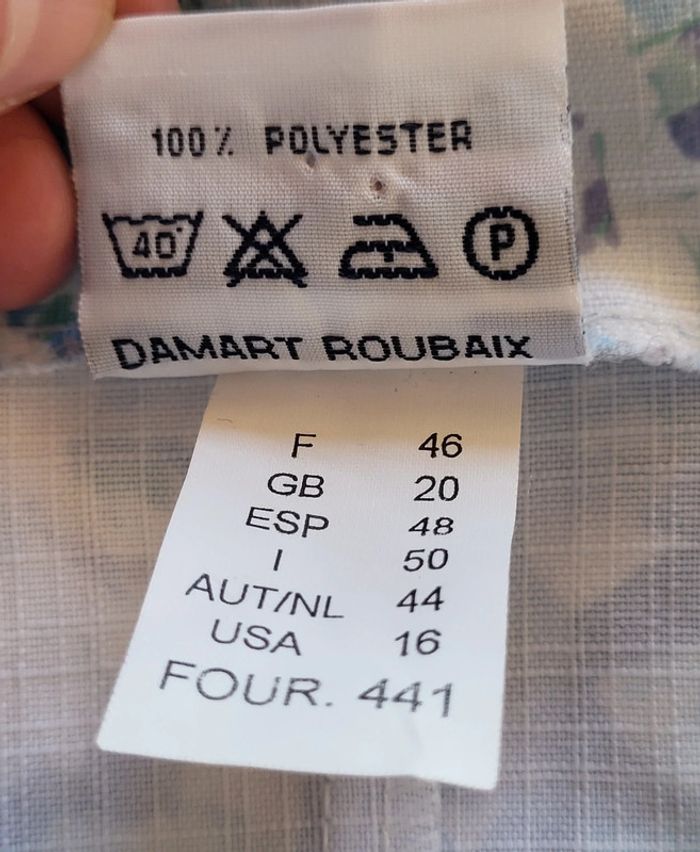 Blouse manches courtes fleurie vintage bleu ciel vert et blanc Damart Taille 44 - photo numéro 7