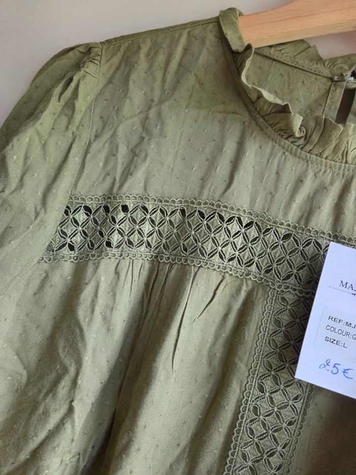 Chemisier vert olive majolica neuf avec étiquette - taille L - photo numéro 5