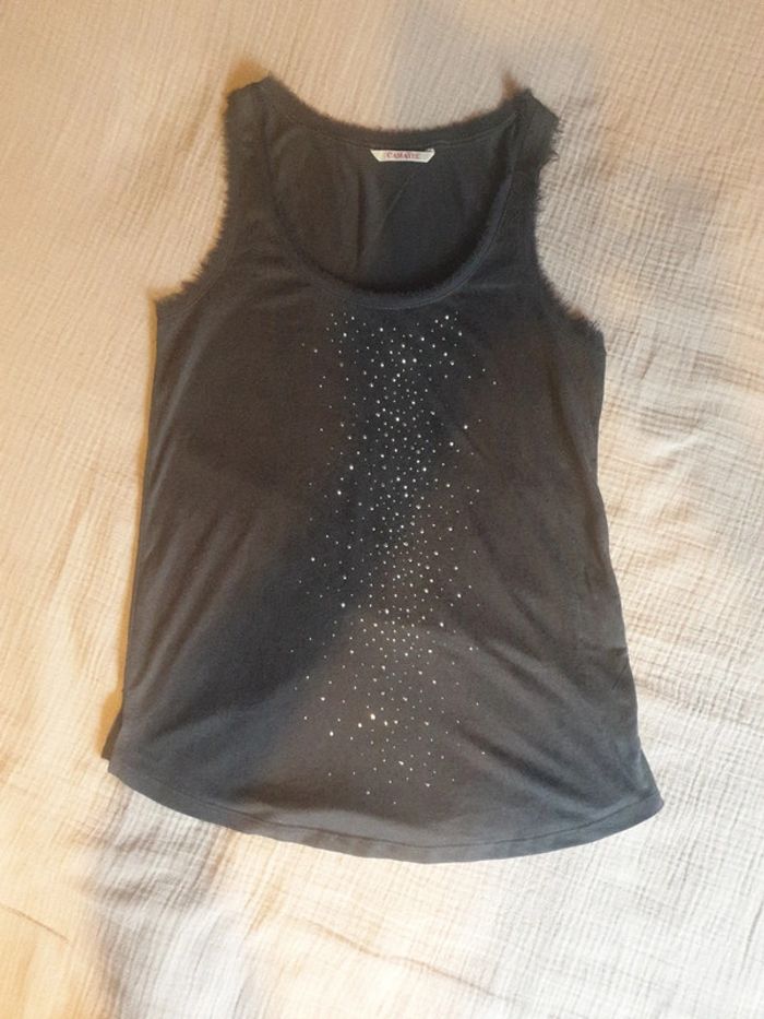 Débardeur gris perles paillettes