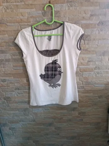 T-shirt blanc oiseau 34 XS