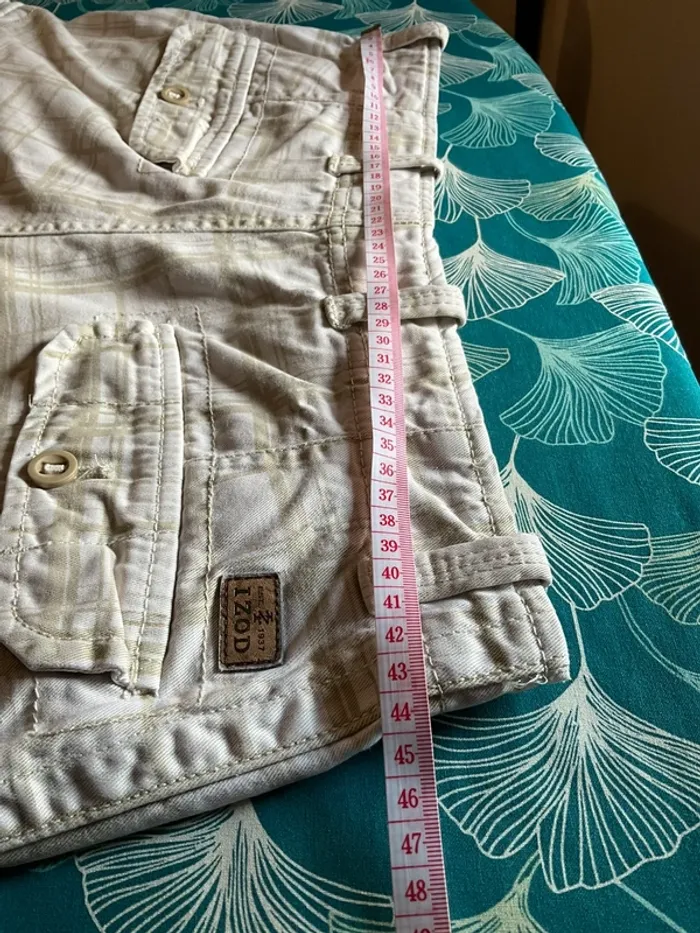 Short cargo crème à carreaux beiges pour homme Izod taille W32 FR42 455 - photo numéro 5
