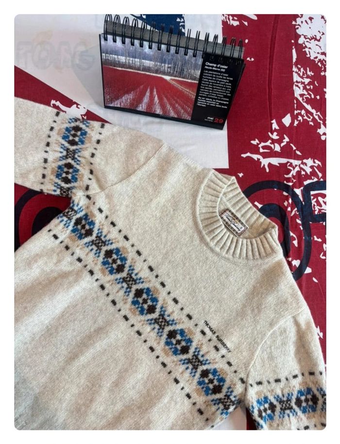 Pull Thomas Burberry xs beige motif brodé