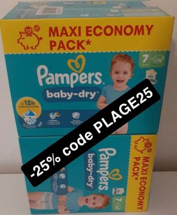 Deux cartons couche Pampers maxi economy taille 7 normal
