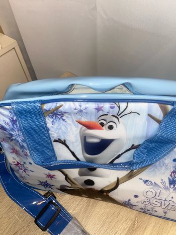 Grand sac de sport/voyage Olaf Reine des Neiges bleu 40x25x15 cm neuf - n56j