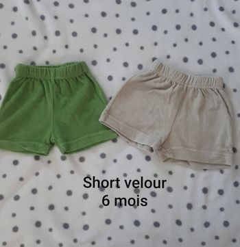 Lot 2 short en velour 6 mois