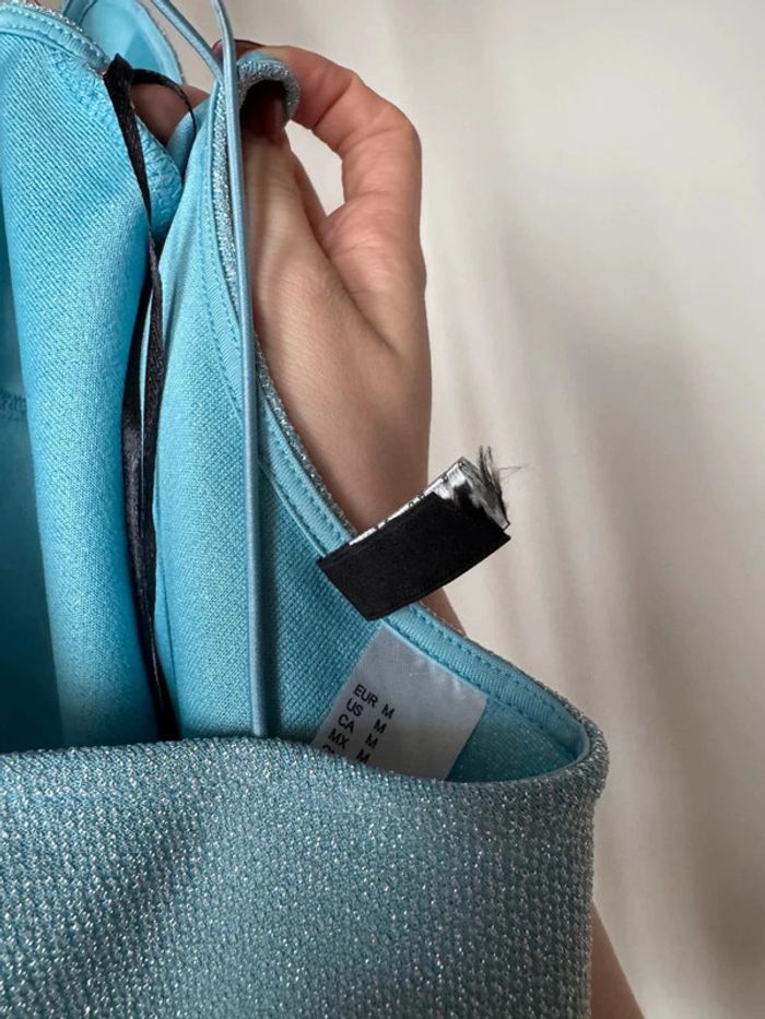 Robe bleu ciel filet argenté M H&M - photo numéro 5