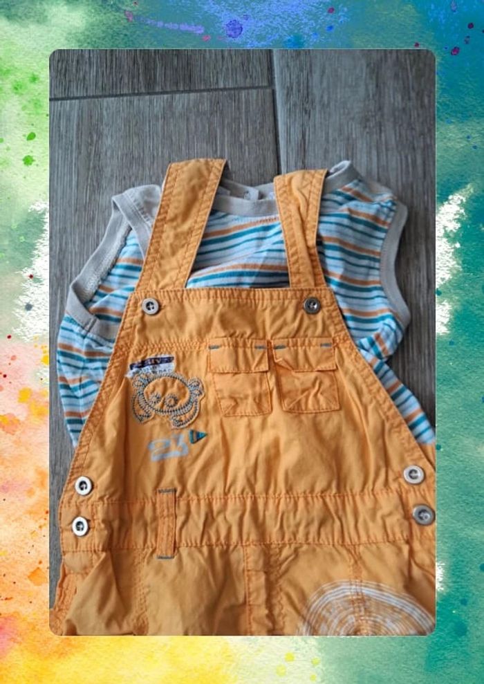 Ensemble été bébé 12 mois – salopette + t-shirt - photo numéro 2