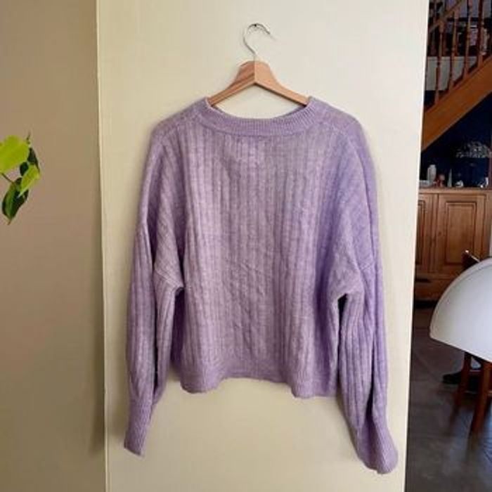 Pull Bizzbee lilas en maille côtelée Taille M Coupe loose V072 - photo numéro 2