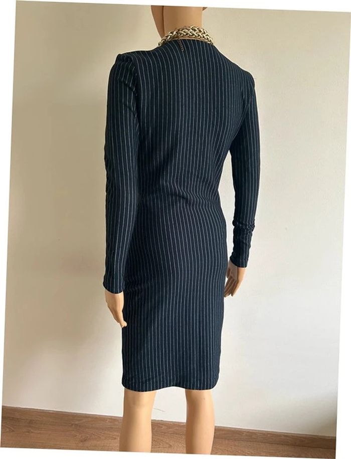 Robe bleue marine à manches longues avec rayures blanches Mango taille S TBE - photo numéro 8